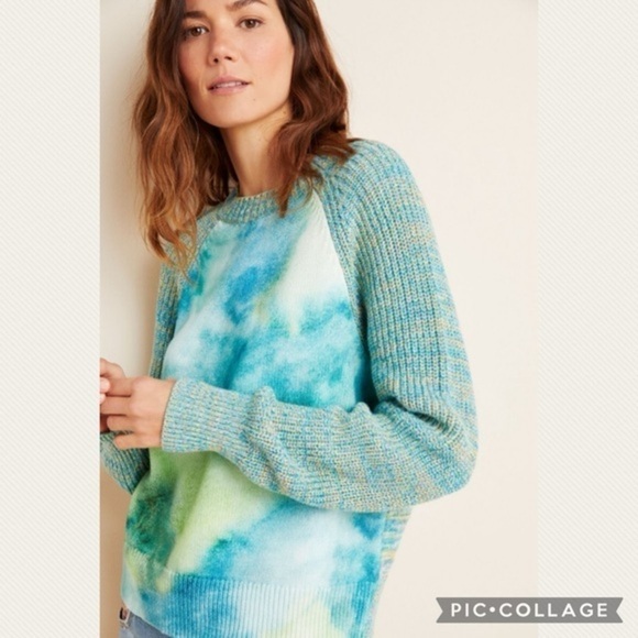 Anthropologie Watercolor Tie-Dye Sweater in Iris Blue - Picture 8 of 11